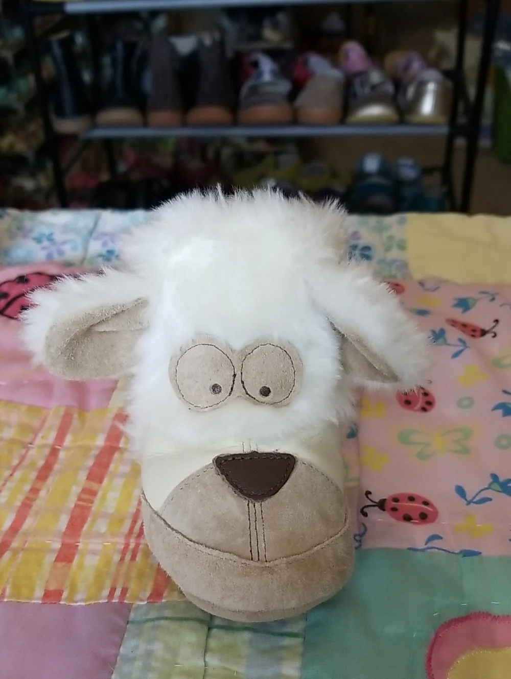 Robeez Cream & Tan Leather & Suede Furry Animal Booties O-6